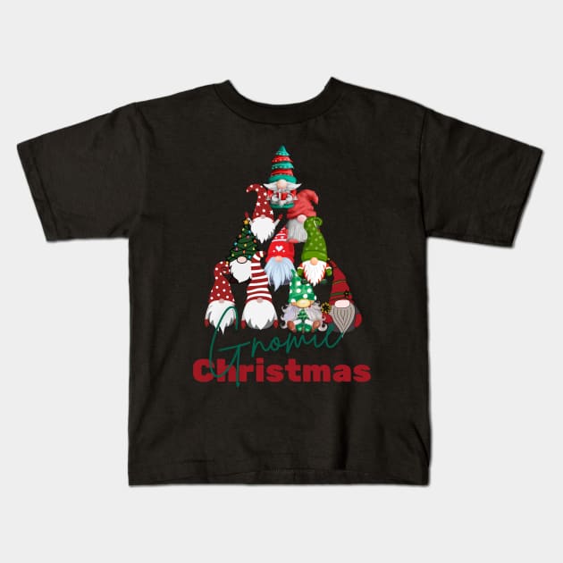 Gnomie Christmas Cute Holiday Saying Kids T-Shirt by missdebi27